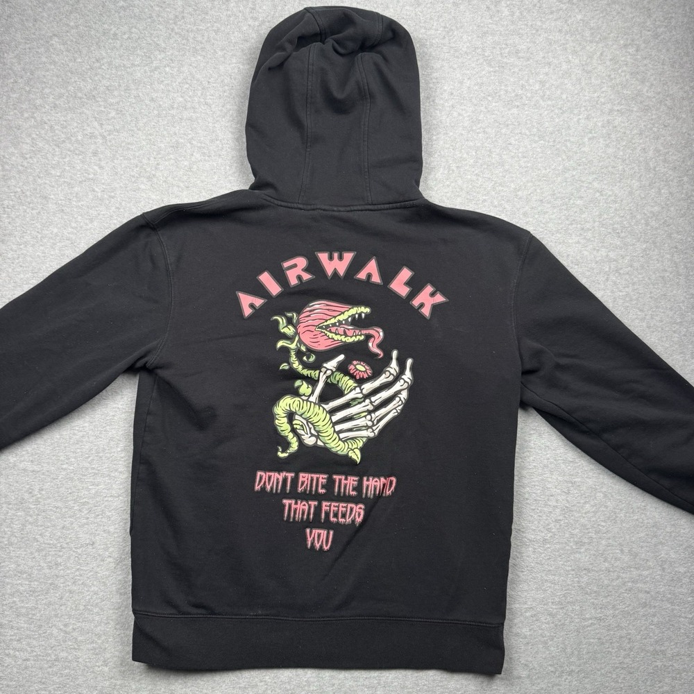Airwalk Hoodie Mens M Dont Bite The Hand That Feeds You Graphic Pullover Y2K SK8